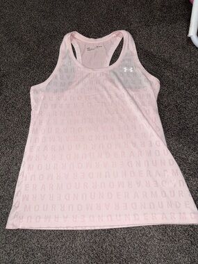Under Armour Pink Racerback Tank Top Loose Fit Stretch Athletic Shirt MD